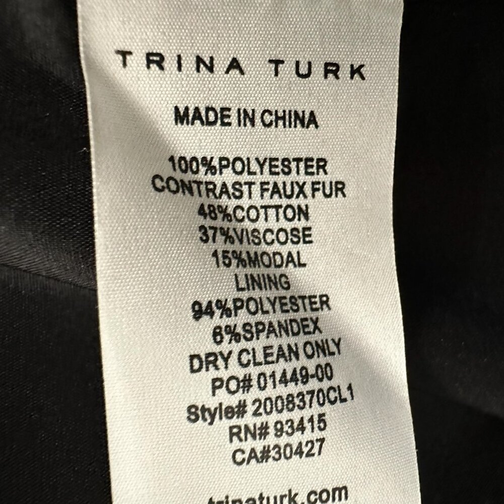Trina Turk black Yokan leopard print Peter Pan collar mini dress  NWT Size 2 - Picture 8 of 10